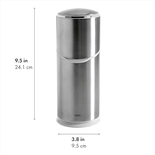 OXO Good Grips Stainless Steel Toothbrush Organizer, Bathroom Organizer and Storage, Toothbrush Holder for Countertop, Sleek Modern Bathroom Accessories
