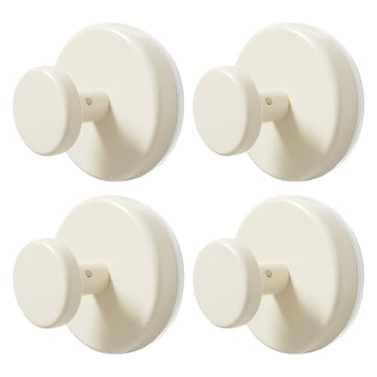 Suction Cup Hooks for Shower & Bathroom Towel Holder 4-Pack (Beige) | Removable Towel Hooks for Bathroom Window Glass Door Wall, or Mirror Bath Robe Looafh Wreath Hook for Hanging