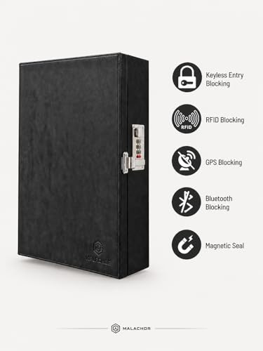 Faraday Key Box, Combination Lock, Signal Blocking, Wall Mount Black | Protects key fobs from relay attacks