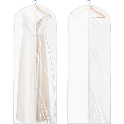 Simple Houseware 65-Inch Clear Garment Bags with Zipper for Gowns, 2 Pack | for Suits, Dresses, Costumes, Uniforms