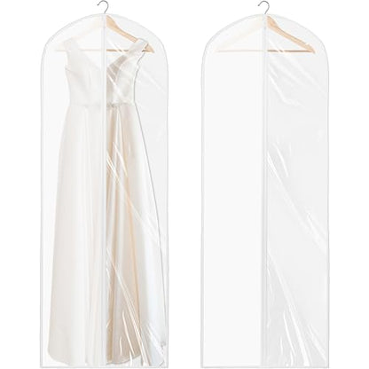 Simple Houseware 65-Inch Clear Garment Bags with Zipper for Gowns, 2 Pack | for Suits, Dresses, Costumes, Uniforms
