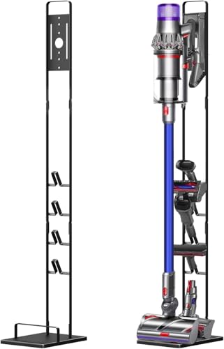 Foho Vacuum Stand Compatible for Dyson V15 V11 V10 V8 V7 V6, Metal Storage Holder Compatible for Dyson Handheld DC30 DC31 DC34 DC35 DC58 DC59 DC62 Cordless Vacuum Cleaners & Accessories, Black