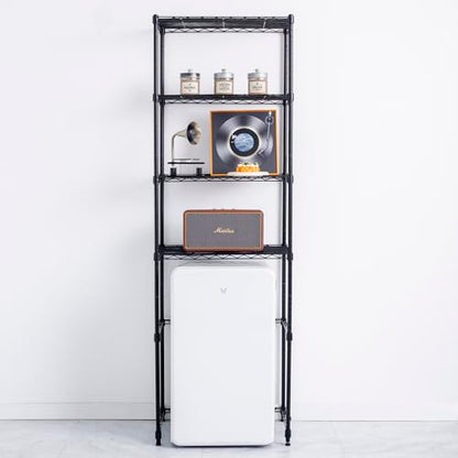 4 Tier Mini Fridge Shelf with Storage for Dorm, Black | Mini Fridge Storage Shelf, Microwave Stand, Adjustable Height Organizer, For Dorm, For Kitchen