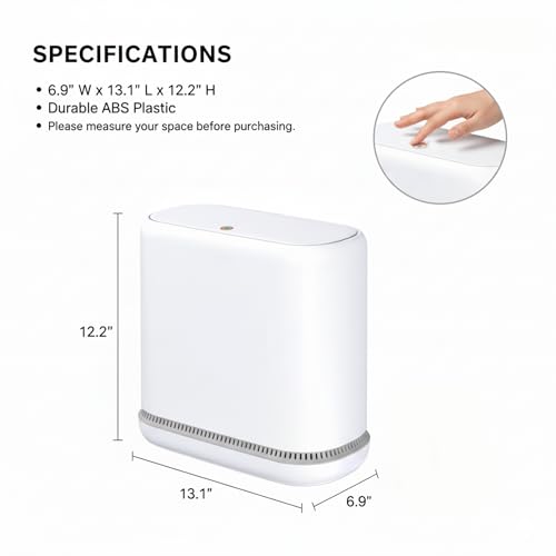 Dog Proof 3.3 Gal Slim Bathroom Trash Can with Locking Lid, Fits 4 Gal Bags | Removable inner bucket, 6.9 in slim width, modern white finish, compact profile for bathrooms and bedrooms