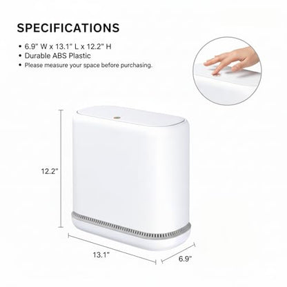 Dog Proof 3.3 Gal Slim Bathroom Trash Can with Locking Lid, Fits 4 Gal Bags | Removable inner bucket, 6.9 in slim width, modern white finish, compact profile for bathrooms and bedrooms