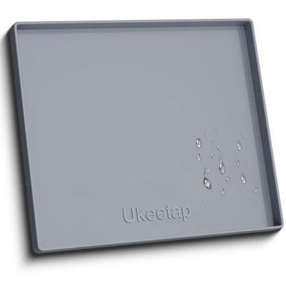 ukeetap 19" x 25" Extra Thick Silicone Mat Waterproof with Raised Edge, Under Sink Mat for Kitchen & Bathroom, Kitchen Cabinet Liner, Multi-Purpose for Storage & Protection, Gray