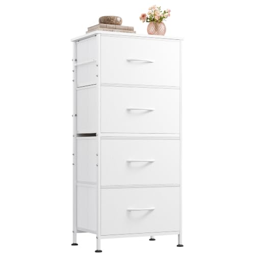 Small Dresser Nightstand for Bedroom, 4 Drawers, W... (White)