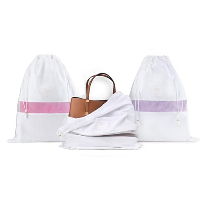 Luxury Organic Cotton Dust Bags for Handbags Large 3 Pack | 23" Purse Storage, Protects From Dust & Light, Drawstring Closure, Shoe Dust Bags, Bag Cover, Certified Carbon Neutral