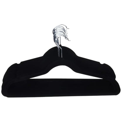 Amazon Basics Slim Velvet Non-Slip Space Saving Suit Clothes Hangers for Closet Organization, Black/Silver, 30-Pack