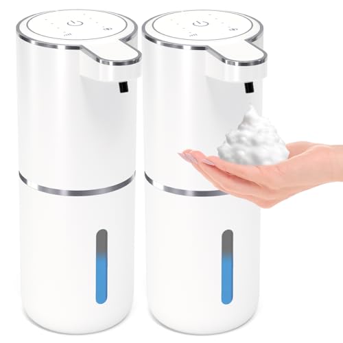 2 Pack Automatic Foaming Soap Dispenser,Touchless... (2 Count | White | Plastic)