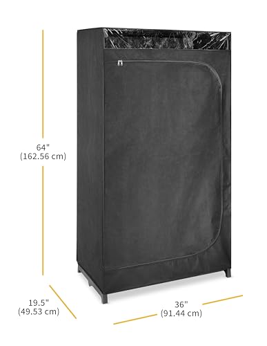 Whitmor Portable Clothes Closet - Freestanding Garment Organizer with Cover - 36 Inches Wide - Black