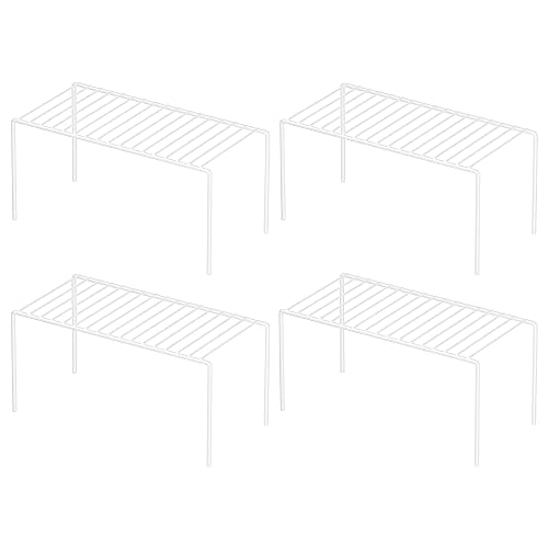 4 Pack(10.6 x 5.1 Inch) Cabinet Storage Shelf Rack... (4 Count | White | Metal)