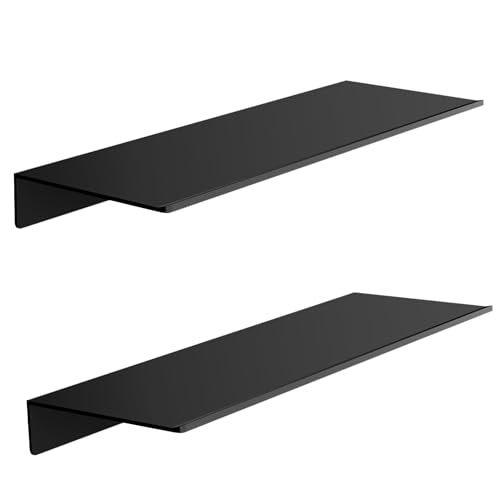 Adhesive Shelves for Wall, Metal Floating Shelf 2... (2 Count | Black | Metal)