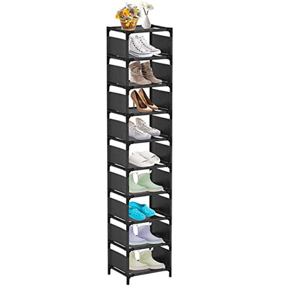 10-Tier Vertical Shoe Rack, Tall Narrow Shoe Shelf Space Saving Organizer for Entryway Door Small Space