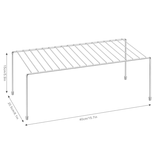 Kitchen Cupboard Shelf Wire Rack - 4 Pack Cabinet... (Silver | Metal)
