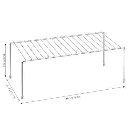Kitchen Cupboard Shelf Wire Rack - 4 Pack Cabinet... (Silver | Metal)
