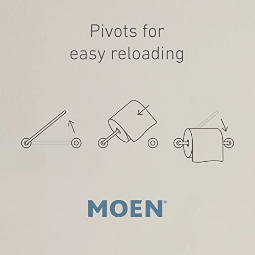 Moen Genta LX Modern Wall Mount Pivoting Toilet Paper Holder for Bathroom, Matte Black, BH3808BL