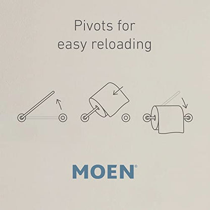 Moen Genta LX Modern Wall Mount Pivoting Toilet Paper Holder for Bathroom, Matte Black, BH3808BL