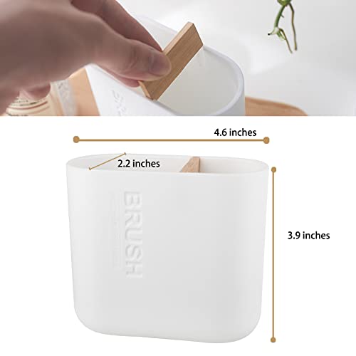 2 Pack Toothbrush Holders for Bathrooms, Electric Toothbrush Holder, White | Countertop Toothbrush Organizer for Toothpaste, Floss, Razor and Bathroom Vanity Accessories Storage