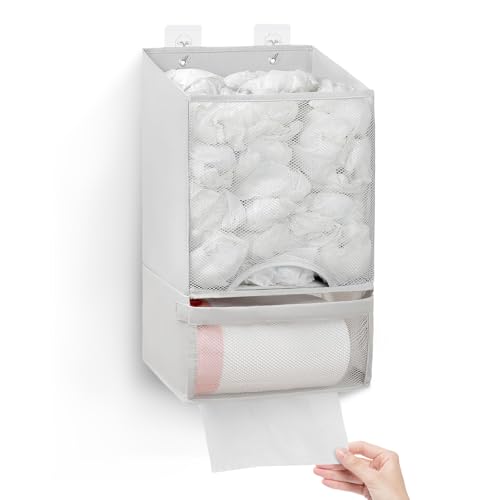 HOUSE AGAIN Plastic Bag Holder-Extra Large Bag Saver Dispenser Wall Mount Organizer Grocery Trash Roll Bag Holder Dispenser-Daily Storage Solution for Kitchen/Bathroom/Laundry/in-Home Recycling Bins