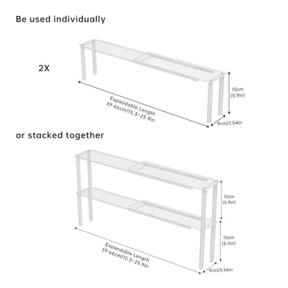 Expandable Window Shelf for Plants Kitchen Sink Organizer,White | 2 Pack, Stackable, Narrow Shelves, Kitchen Countertop Holder, Mesh Design, Slim Design, Load Capacity: 22 lbs, Elegant look