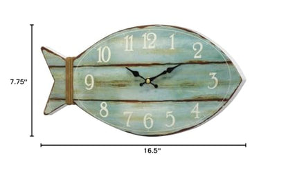 Fish Beach Wall Clock Silent Non-Ticking Wooden Wall Clocks Ocean Sea Theme