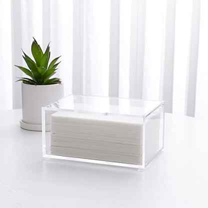 Acrylic Dryer Sheet Holder, Dryer Sheet Dispenser with Lid, Clear | Laundry Room Storage Organizer for Fabric Softener Sheets, Transparent Acrylic Container Box with Anti Scratch Film
