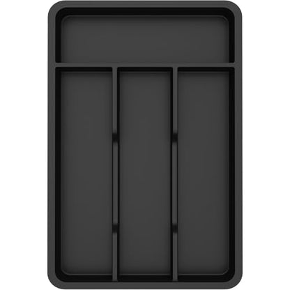 Lifewit Silverware Drawer Organizer Tray, Plastic Cutlery Storage for Kitchen, Flatware and Utensil Holder Divider for Spoons Forks Knives Tableware, 7.8 x 12.4", 4 Slots, Black