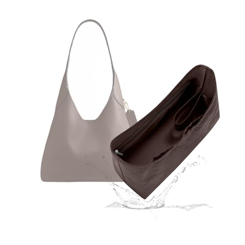 Lightweight Bag Insert for Brooklyn 34, Side Zipper, Chocolate | Bottle Holder and Side Zip, Smooth Satin Interior, Easy-Care Outer Surface, Multiple Color Options, Structured Yet Flexible