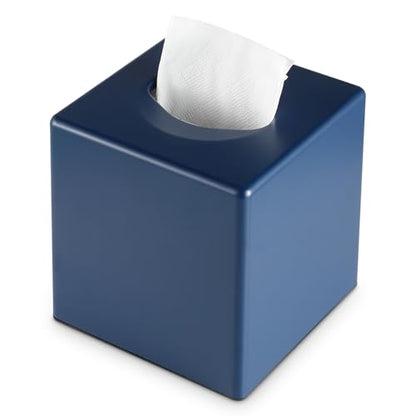 Tissue Box Cover, Square Facial Cube Tissue Box Holder, Storage Accessories for Bathroom Vanity, Bedroom Countertops, Dressers, Night Stand, Parlors and Offices - Navy Blue