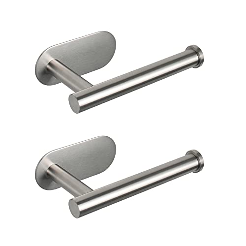 Toilet Paper Holder Self Adhesive, Premium Thicken... (2 Count | Brushed Nickel | Stainless Steel)