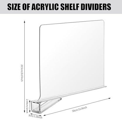 Boao 8 Pcs Shelf Dividers for Closet Organization Acrylic Clear Shelf Divider Purse Organizer Handbag Separator Bookshelf Divider for Closet Bedroom Kitchen Office Cabinet Bathroom