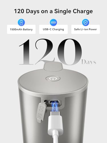 Automatic Foaming Soap Dispenser Touchless, 0.2s Fast Sensor, USB-C Rechargeable, Smudge-Resistant Stainless Steel, Hand Soap Dispenser for Bathroom, Kitchen, Hotel, Silver