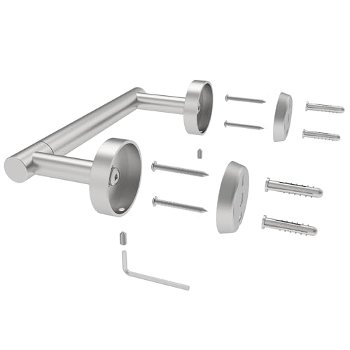 Bathroom Toilet Paper Holder Wall Mount SUS304 Stainless Steel Double Post Pivoting Toilet Paper Roll Holder Wall Mounted for Bathroom RV Commercial Toilet Tissue Dispensers, Brushed Nickel