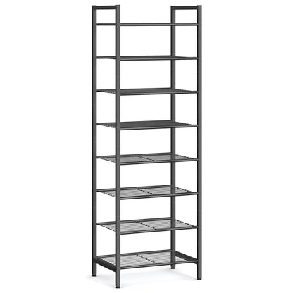 SONGMICS Metal Shoe Rack, Free Standing Shoe Organizer for Entryway Closet Garage Small Spaces, Heavy-Duty Slim Steel Storage Shelf, 8-Tier, Fits 16-24 Pairs, Black ULMR028B01
