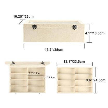 16-Slot Sunglass Organizer Box,2 Layer Velvet Sunglasses Holder | Soft Velvet Material,Sunglass Case for Multiple Sunglass,Sunglass Box for Women,Eyeglass Organizer,Sunglass Display