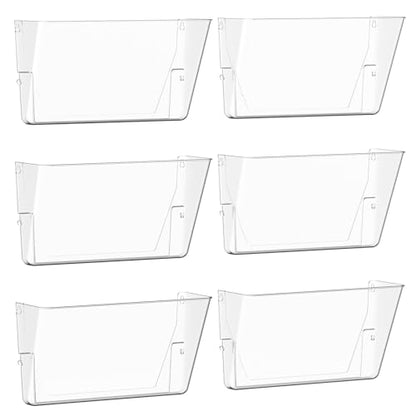 Gawerk Clear Acrylic Single Pocket, Plastic Hanging Wall Mount File Holder for Office Home (Clear, 6 Pack)