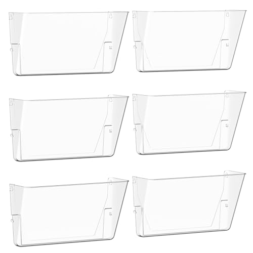 Gawerk Clear Acrylic Single Pocket, Plastic Hanging Wall Mount File Holder for Office Home (Clear, 6 Pack)