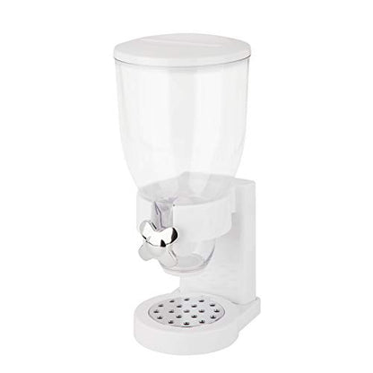 Zevro Indispensable Single Dry Food Dispenser – Countertop Cereal Dispenser with Portion Control, 17.5 oz Capacity, Airtight BPA-Free Food Storage, White/Chrome