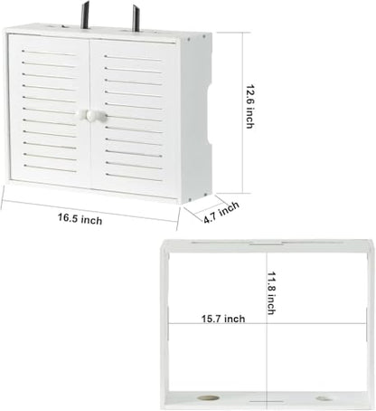 Wifi Storage Box Wall Mount Router Shelf Wooden Wifi Router Box Hider Wall Mount Router Storage Box for Modem Cable