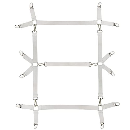 Bed Sheet Straps Nonslip Fitted Sheet Clips,Adjustable Elastic Bedding Holder Easy Install on Mattress Covers (White)