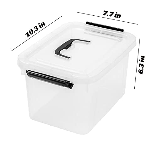 6 Quart Clear Storage Latch Box/Bins, 6-Pack Plastic Container with Latches and Lid