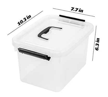 6 Quart Clear Storage Latch Box/Bins, 6-Pack Plastic Container with Latches and Lid