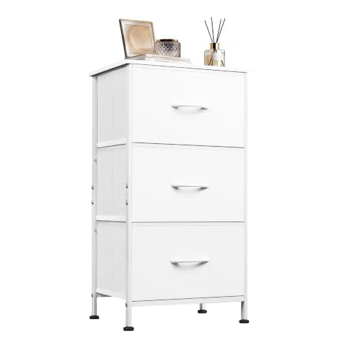 Small Dresser Nightstand for Bedroom, 3 Drawers, W... (White)