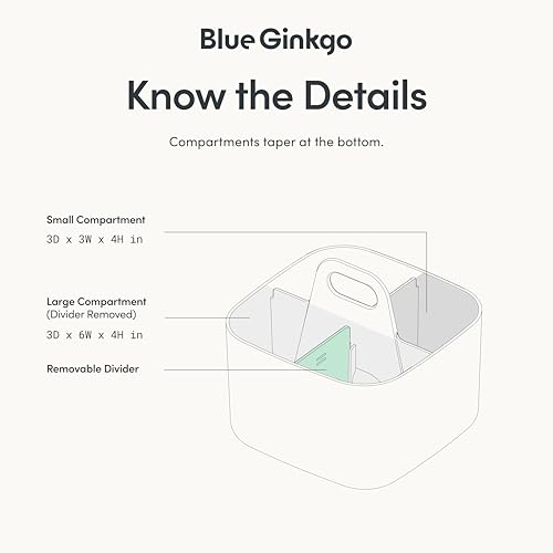 BLUE GINKGO Stackable Organizer Caddy, Square, Yellow, Made in Korea | Portable. Adjustable. Home, Office & School Storage.