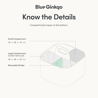 BLUE GINKGO Stackable Organizer Caddy, Square, Yellow, Made in Korea | Portable. Adjustable. Home, Office & School Storage.