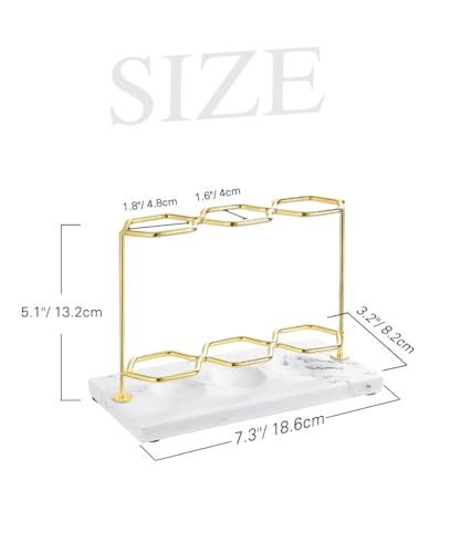 Emibele Electric Toothbrush Holder, 3 Slots 2-Layer Gold Toothbrush Holder | Bathroom Resin Toothpaste Razor Storage Non-slip Organizer for Bathroom Toothbrush Toothpaste Cleanser, Gold Marble White