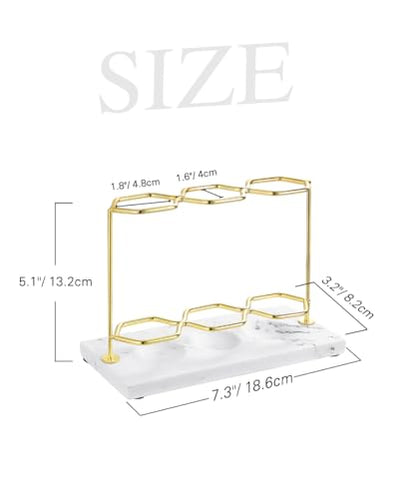 Emibele Electric Toothbrush Holder, 3 Slots 2-Layer Gold Toothbrush Holder | Bathroom Resin Toothpaste Razor Storage Non-slip Organizer for Bathroom Toothbrush Toothpaste Cleanser, Gold Marble White