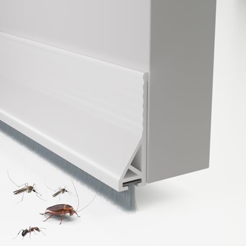 Door Draft Stopper with Brush, 39" Door Sweep for... (White | Silicone)