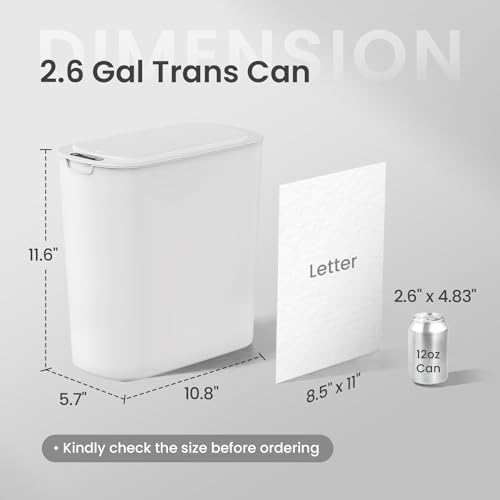 Cesun Automatic Small Bathroom Trash Can with Lid, 2.6 Gallon, White | Motion Sensor, Plastic, Touchless, Odor Control, Smart Garbage Can, Battery Operated, Manual Button, for Office/RV/Bedroom